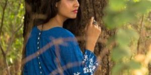 Blue Ankle Length Gown