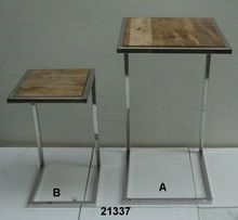 Steel Side Table with Wood Top