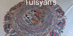 Madhubani painted Bed Spread.