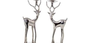 Silver Metal Deer Candle Holder
