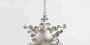 Silver Metal Snowflake Hanging Lantern