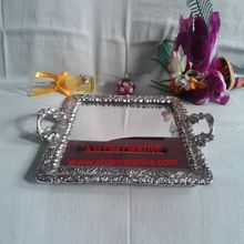 Square Silver Serving Tray with Handle