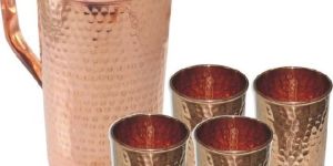 Copper Jug with Glass Set