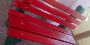 Red Cement Garden Benches