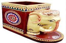 Wooden Elephant Pen Holder