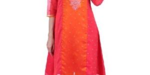 Shwetambara Poly Georgette Embroidered Pink Kurti