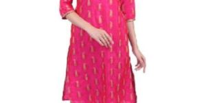 Shwetambara Jaquard Silk Mirror Work Pink Kurti
