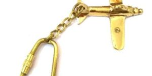 Nautical Brass Airplane Keychain