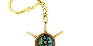 Nautical Ship Wheel Compass Keychain