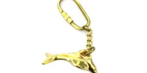 Solid Brass Dolphin Fish Keychain