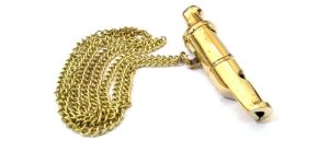 Vintage Style Nautical Brass Whistle Necklace Keychain