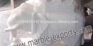 Pure White Marble Inlay Elephant