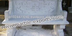 White Marble Carved Sofa Garden Furniture