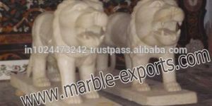 White Marble Lion Statue