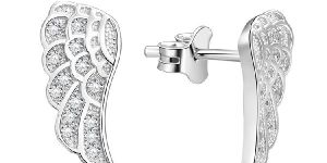 White Gold Feather Stud Earring