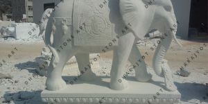 White Sandstone Standing Elephant Statue