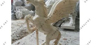 Yellow Marble Flying Horse Statue