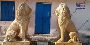 Yellow Sandstone Lion Statue