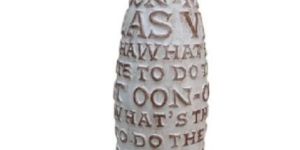 White & Brown Alphabet Embossed Vase