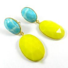 Yellow Chalcedony Stud Earring