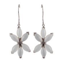 White Moonstone Flower Earrings
