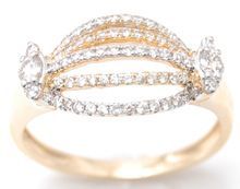 Two Tone Dome Shaped Pave Set Diamond Gold Ring