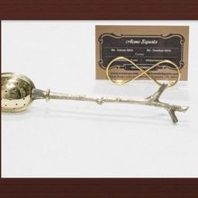 Wooden Design Brass Handmade Tea Strainer Spoon
