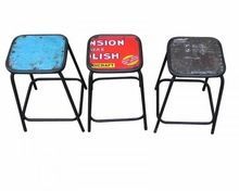 Vintage Multi Color Metal Foot Stool