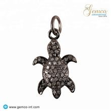 Sterling Silver Pave Diamond Charm Pendant