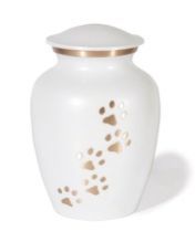 White Paw Print Brass Pet Cremation Urns
