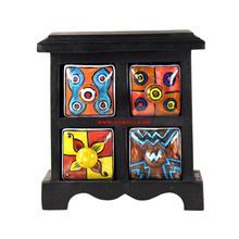 Wooden Ceramic Drawer Jewelry Stand