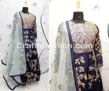 Zardosi Work Floral Print Gown