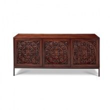 Wooden Three Doors Carved Sideboard