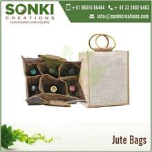 Six Bottle Jute Wine Bag