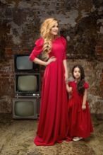 Red Poly Crepe Full Length Maxi Dress