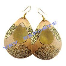 Brass Hoops Copper Dangle