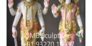 White Marble Pair of Vishnu Laxmi Statue