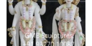 White Marble Satya Narayana Bhagwan Pair Statue