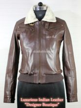 Womens Sherpa Collar Leather Jacket