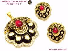Kundan Blackish Pendant with Earring