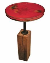 Pub Table Furniture Wood Base Metal Top