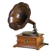 Wooden Square Antique Style Desk Gramophone