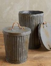 VINTAGE GALVANIZED TRASH CAN