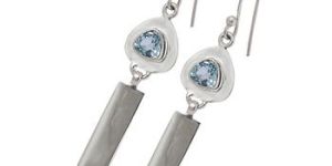 Triangle Shape Blue Topaz Gemstone Earring