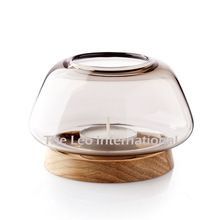 Wooden Base Hurricane Candle Holder