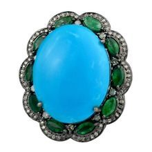 Turquoise Silver Dimond Ring