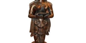 Diya Lady Gun Metal Statue