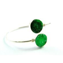 Silver Plated Sugar Druzy Adjustable Bangle