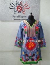 Women Suzani Embroidery Tunic Top