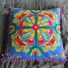 Woolen Aari Embroidery Cushion Cover